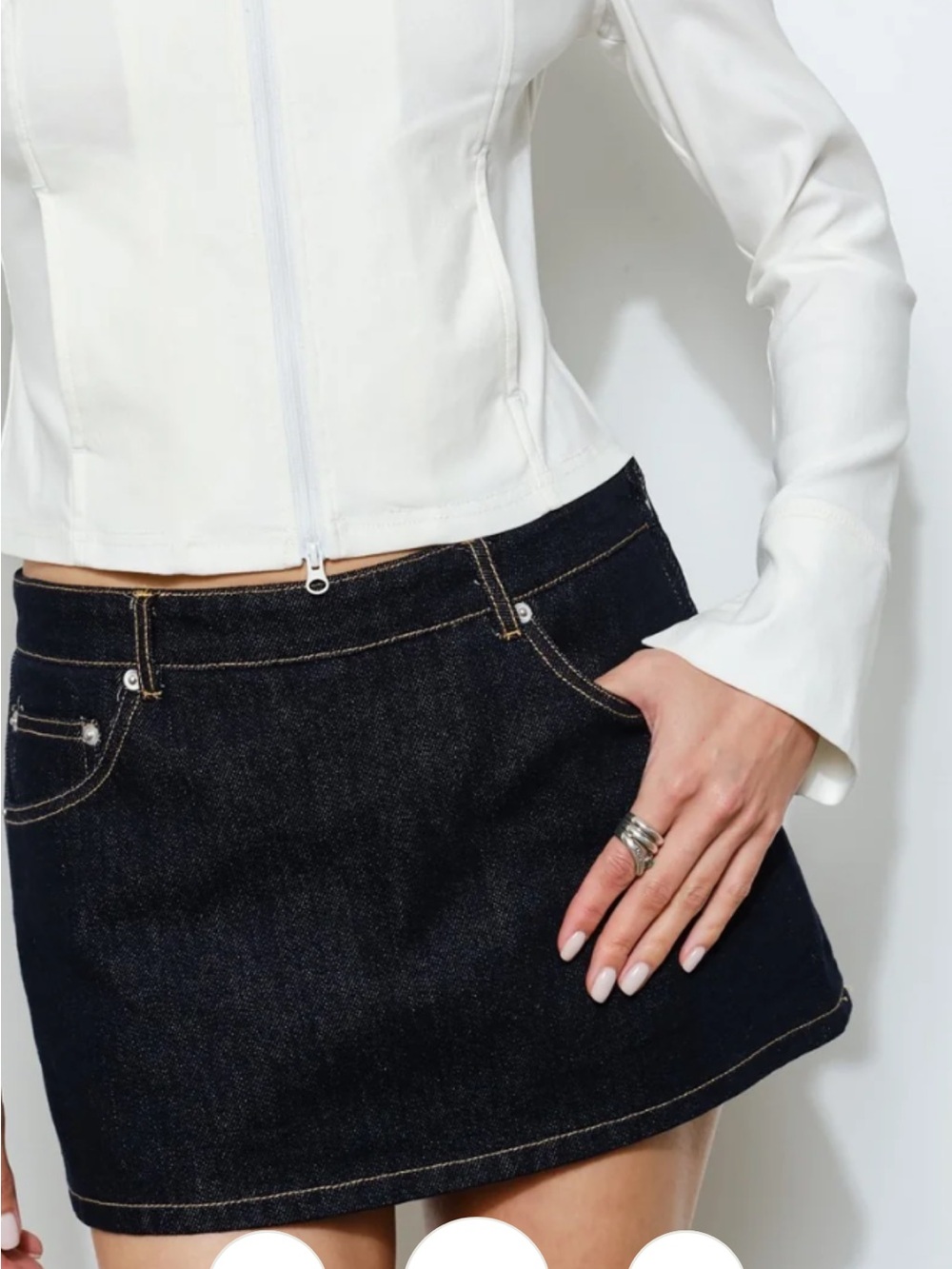 Dark Indigo Denim Mini Skort Shiloh Loucia Left on Thread